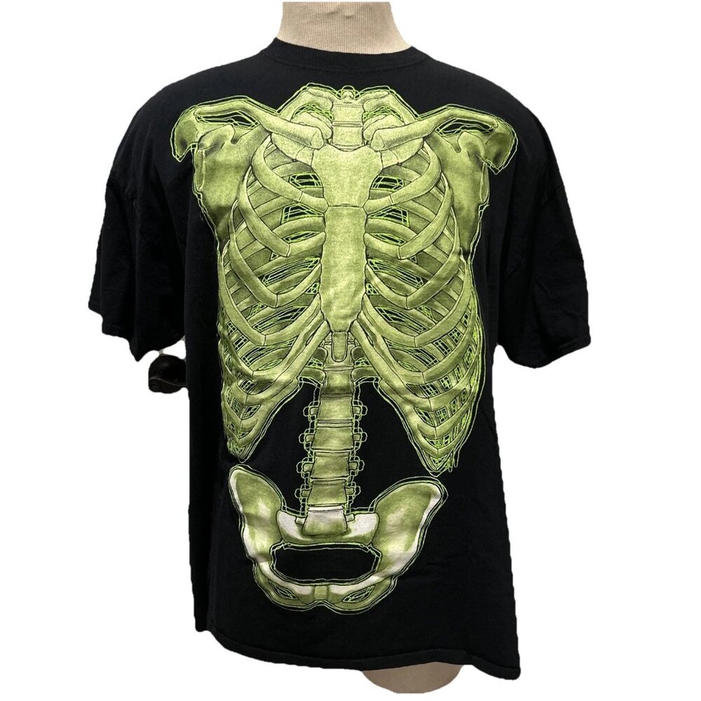 Glow in The Dark Skeleton T-Shirt Mens XL Black Halloween Costume Party